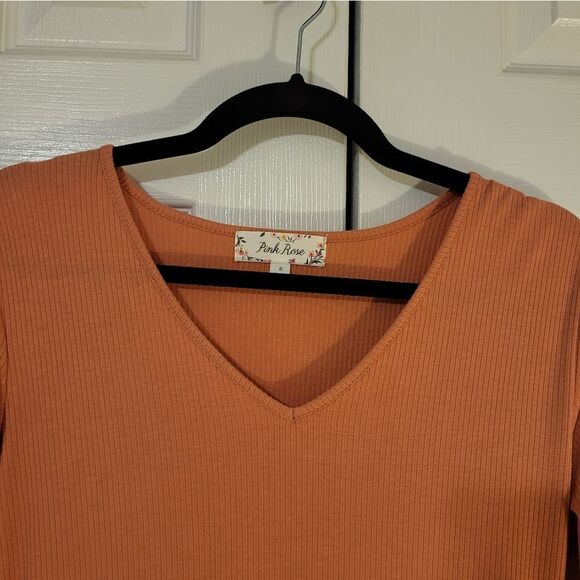 NWOT Pink Rose dusty peach half knotted sleeve midi dress - Picture 2 of 7